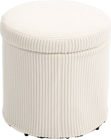 HOMCOM Kerek Tároló Puff Puff Kárpitozott Bársonyos Üléssel Levehető Fedéllel Előszobába, Hálószobába, Nappaliba Ø40x41 cm Beige | Aosom