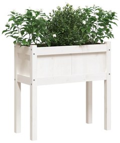 Fehér tömör fenyő kerti virágláda 70 x 31 x 70 cm