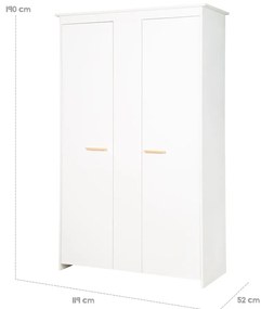 Fehér gyerek ruhásszekrény 119x190x52 cm Anton – Roba