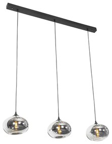 Art Deco lógólámpa fekete füstüveggel, hosszúkás, 3 lámpás - Busa