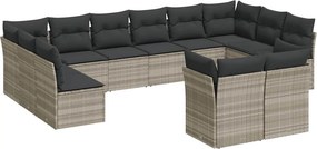 vidaXL 12 részes világosszürke polyrattan kerti ülőgarnitúra párnával