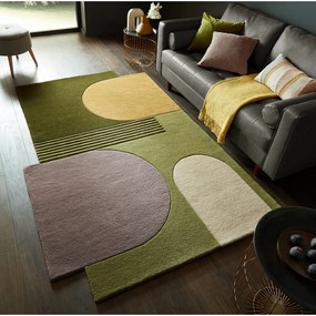 Zöld kézi szövésű gyapjú szőnyeg 150x240 cm Lozenge – Flair Rugs