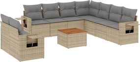 vidaXL 10 részes vegyes bézs polyrattan kerti ülőgarnitúra párnákkal