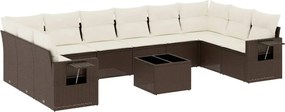 vidaXL 11 részes barna polyrattan kerti ülőgarnitúra párnákkal