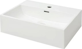 vidaXL Fehér kerámia mosdó csaptelep furattal 51,5x38,5x15 cm