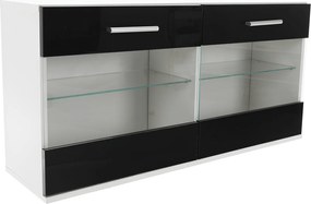 Nappali sor LED világítással, fehér/fekete- extra magas fényű HG, LEO
