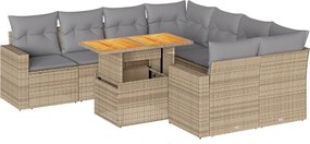 vidaXL 9 részes bézs polyrattan kerti ülőgarnitúra párnákkal