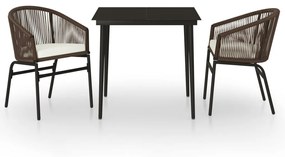 vidaXL 3 részes barna kerti étkezőgarnitúra