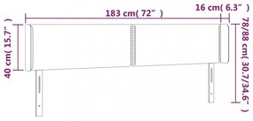 fekete műbőr LED-es fejtámla 183 x 16 x 78/88 cm