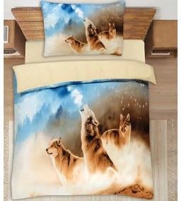 3D részes ágyneműhuzat Polycotton farkas 200x140cm+90x70cm TiaHome