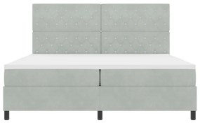 Boxspring Ágy Matraccal &amp; LED Fény Világosszürke 200x200 cm Bársony