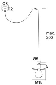 Argon 3835 - Csillár zsinóron CORSO 1xE27/15W/230V fekete