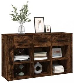 füstös tölgy színű szerelt fa tálalószekrény 100x30x59,5 cm