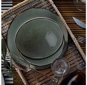 18 darabos zöld porcelán étkészlet