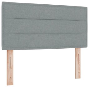 Box Spring Ágy matraccal és LED világosszürke 90x200 cm szövet