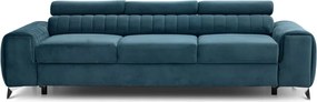 Kék bársony kinyitható kanapé 261 cm Laurence – ELTAP