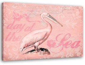 Gario Vászonkép Pelikán rózsaszín háttérrel - Andrea Haase Méret: 60 x 40 cm
