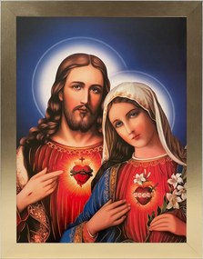 Vászonkép 45x35 Jézus És Mária Szíve Jézus Mária Arany Keret