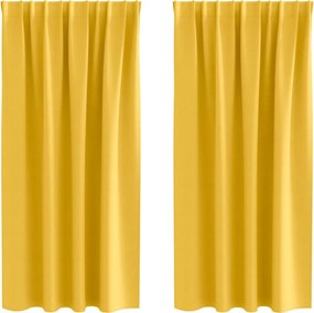 vidaXL Fekete Függöny Gyűrűkkel 2 pcs Mustár sárga 175 x 140 cm