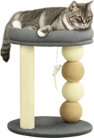 PawHut Macskakaparó Fa - Kis Macska Torony Tevékenységi Központ Kiscicák Számára Fészekkel, 4 Labdával és Zsineges Oszloppal, Terhelhetőség: 15 kg, Ø4
