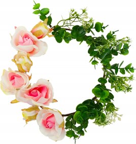 Dekorációs Koszorú Zöld Rózsákkal Gyönyörű Sűrű Tavaszi Húsvéti Rózsák