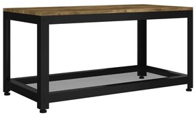 Sötétbarna és fekete MDF és vas dohányzóasztal 90x45x45 cm