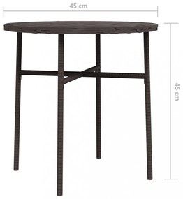 barna polyrattan teázóasztal 45 cm