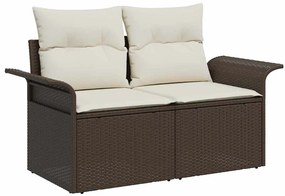 vidaXL Kerti Kanapé Szett párnával párnával 11 pcs Barna Poly Rattan