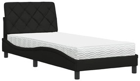 fekete szövet ágy matraccal 80x200 cm