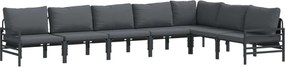 vidaXL Kerti Kanapé Szett párnával 7 pcs Fekete Acél