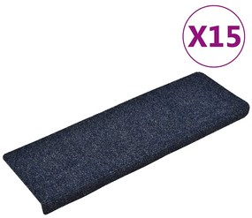 15 db öntapadós lépcsőszőnyeg, kék, téglalap alakú széllel, 65 x 21 x 4 cm