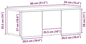 TV szekrény Fekete Tölgy 80x34x30 cm Mérnöki Fa