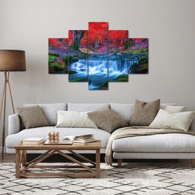 Kép Vízesés egy vörös erdőben (150x105 cm)