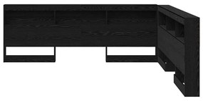 Tároló fejtámla polcokkal tárolóval Musta tammi 200 cm Faanyag