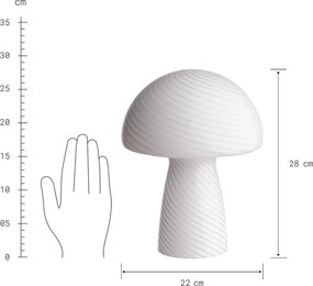 FUNGI TOWN üveg asztali lámpa, fehér