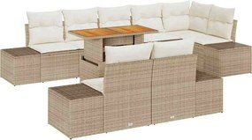 vidaXL Kert étkező szett párnával 9 pcs Beige és krém