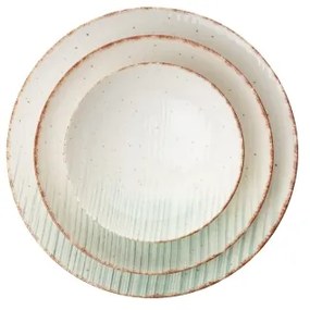 24 darabos porcelán étkészlet, fehér/zöld