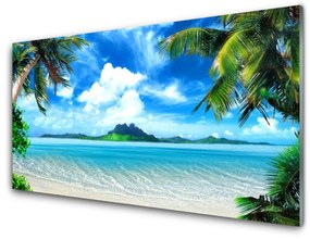 Üvegkép falra Trópusi pálma Sea Island 140x70 cm