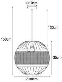 Keleti függőlámpa fekete rattannal 38 cm - Emir