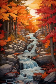 Poszter 68x101cm Őszi vízesések