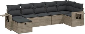 vidaXL 7 részes szürke polyrattan kerti ülőgarnitúra párnákkal