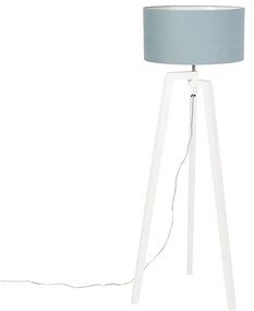 Állólámpa háromlábú fehér fa ásványbúrával 50 cm - Puros