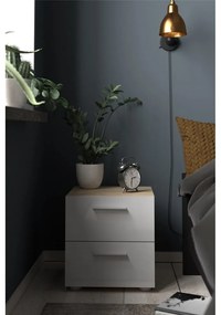 Fehér-természetes színű éjjeliszekrény tölgyfa dekorral Pepe - Tvilum