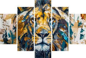 Kép - Absztrakt olajfestmény oroszlánnal (150x105 cm)
