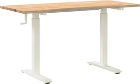 vidaXL Asztal tárolóval Fehér és Természetes 140 x 60 cm Tömör Tölgyfa