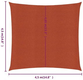 terrakotta HDPE napvitorla 160 g/m² 4,5x4,5 m