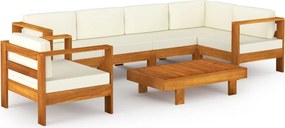 vidaXL 7 részes akácfa kerti pihenőgarnitúra párnákkal 100 x 60 cm