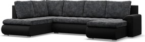 Tokio U sarokkanapé, 3 ágyneműtartóval, fonott + műbőr, baloldali, szürke - fekete