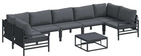 Kerti Kanapé Szett 8 pcs Antracitszürke Acél