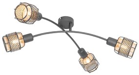 Design mennyezeti lámpa fekete arannyal 4 lámpás - Noud
